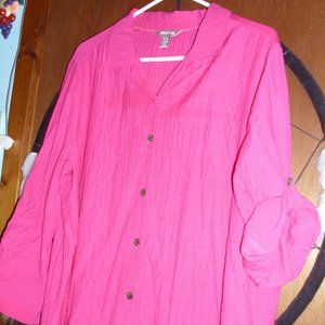 bright pink size xl long sleeved blouse adjustable